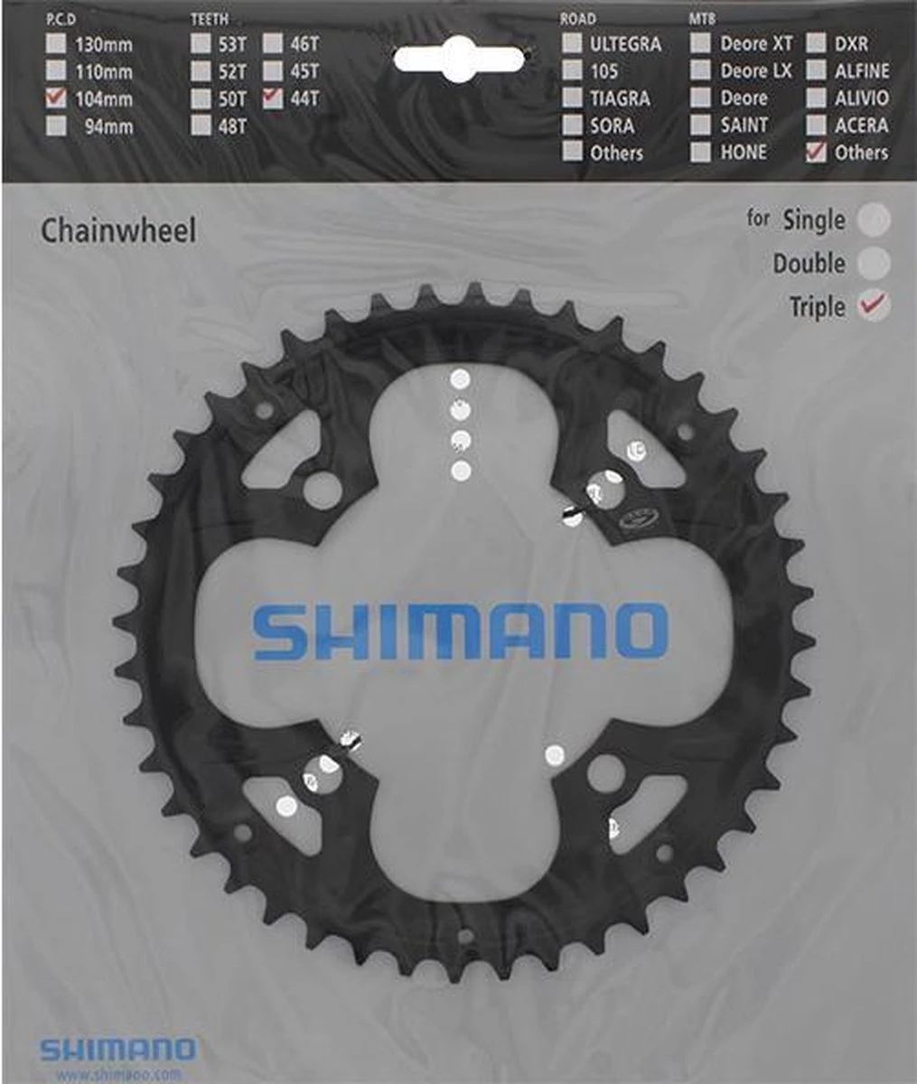 Kettingblad 44T Shimano Deore FC-M480 - Zwart 6 Kettingblad 44T Shimano Deore FC-M480 - Zwart - Afbeelding 6
