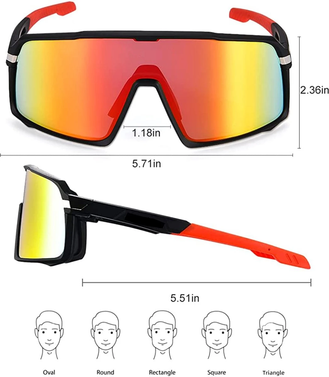 DOWO® - Fietsbrillen - Sportbrillen - Professionele Fietsbril - Lichtgewicht Racefiets 3 DOWO® - Fietsbrillen - Sportbrillen - Professionele Fietsbril - Lichtgewicht Racefiets - Afbeelding 3