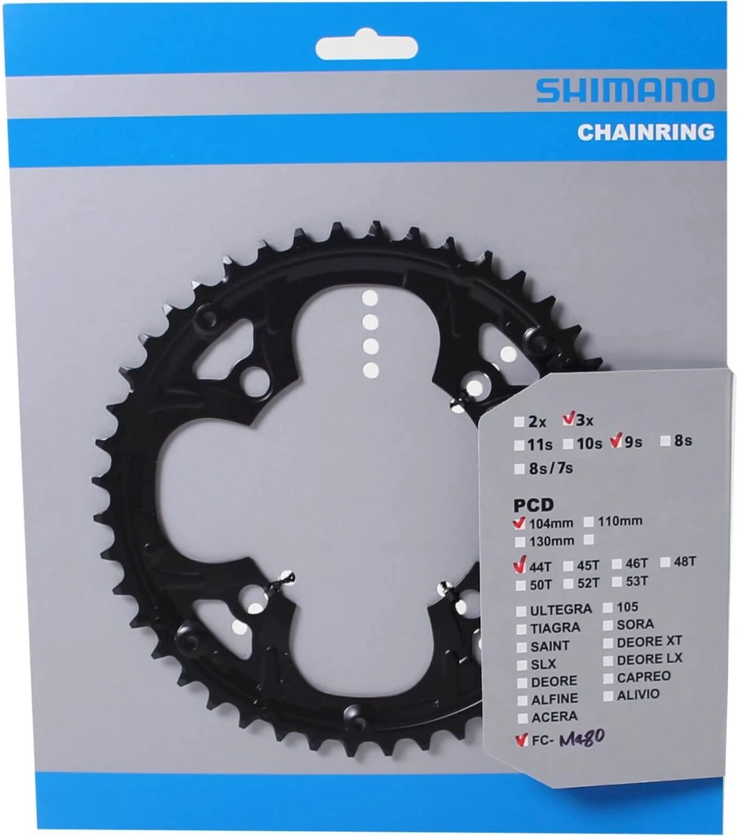 Kettingblad 44T Shimano Deore FC-M480 - Zwart 3 Kettingblad 44T Shimano Deore FC-M480 - Zwart - Afbeelding 3