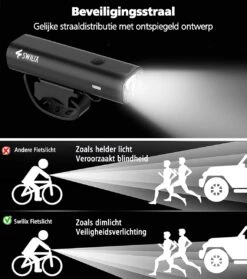 SWILIX ® - Fietsverlichting Set - Oplaadbare USB Led Fietslamp - Voor En Achter - Waterdicht - 4 Lichtstanden - Zwart -Fietsenwinkel 1063x1200 3