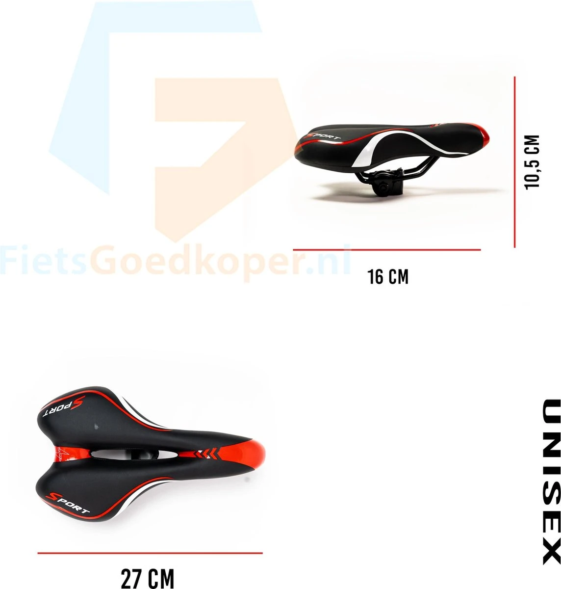 Voltano Sport Fietszadel – Gel Trekking Zadel – Met Uitsparing – Unisex - Zwart / Rood - Incl. Gratis Zadelstrop 4 Voltano Sport Fietszadel – Gel Trekking Zadel – Met Uitsparing – Unisex - Zwart / Rood - Incl. Gratis Zadelstrop - Afbeelding 4