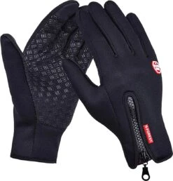 Fietshandschoenen Winter - Handschoenen - Sport Handschoenen Met Rits - Touchscreen Telefoon - Anti Slip Gloves - Heren / Dames - Maat XXL - Zwart - Cadeautje