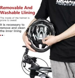 Zacro Fietshelm - Met Bril En Waarschuwingslampje - Nacht Veiligheidshelmen Fietshelm - Voor Volwassenen, MTB, Stadsfietsen - Wit En Zwart -Fietsenwinkel 1154x1200 1