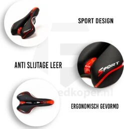 Voltano Sport Fietszadel – Gel Trekking Zadel – Met Uitsparing – Unisex - Zwart / Rood - Incl. Gratis Zadelstrop 12 Voltano Sport Fietszadel – Gel Trekking Zadel – Met Uitsparing – Unisex - Zwart / Rood - Incl. Gratis Zadelstrop -Fietsenwinkel 1154x1200 8