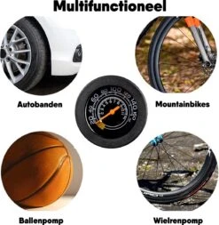 Matzwarte Fietspomp Met Drukmeter én Extra Ventielen - Multifunctioneel Mondstuk – Schrader En Presta – Aluminium Lichtgewicht Vloerpomp – Ballenpomp/ Scooterpomp/ Autobandenpomp -Fietsenwinkel 1172x1200 1