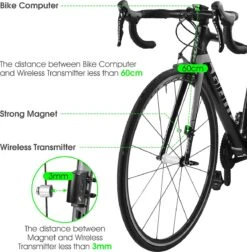 Draadloze Verlichte Fietscomputer - USB Oplaadbaar- Op Zonne- Energie - Kilometerteller - Klok - Calorie Teller - Snelheidsmeter - Auto Wake - IPX7 Waterdicht - 5 Talen - Met Verlichte LCD Display - Multifunctioneel - Inclusief Sensor - Zwart -Fietsenwinkel 1174x1200 1