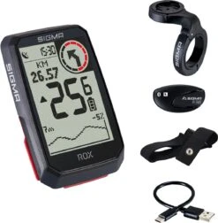 Sigma Sport ROX 4.0 GPS Fietscomputer - HR Top Mount Set - Zwart