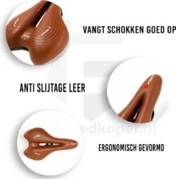 Voltano Sport Trekking Fietszadel - Comfortabel Gel Zadel - Met Uitsparing - Inclusief Zadelstrop - 100% Waterdicht - Unisex - Bruin -Fietsenwinkel 1177x1200 2