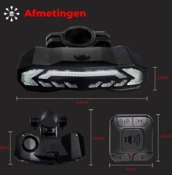 B-care Elektrische Fietsverlichting - Inclusief Afstandsbediening En Richtingaanwijzers - Fietsalarm - Anti Diefstal Alarm - Fiets Achterlicht - Fietsbel - Fiets Accessoires -Fietsenwinkel 1182x1200