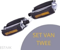 ESTARK® Klassieke Fietspedalen - Set Van Twee - Anti-Slip Fietspedalen Set Met Reflectoren - Pedaal Zwart Zilver - Fiets Pedalen Trappers Fiets Pedaal - Fietstrappers - Losse Trappers - 2 STUKS - Pedalen -Fietsenwinkel 1200x1002