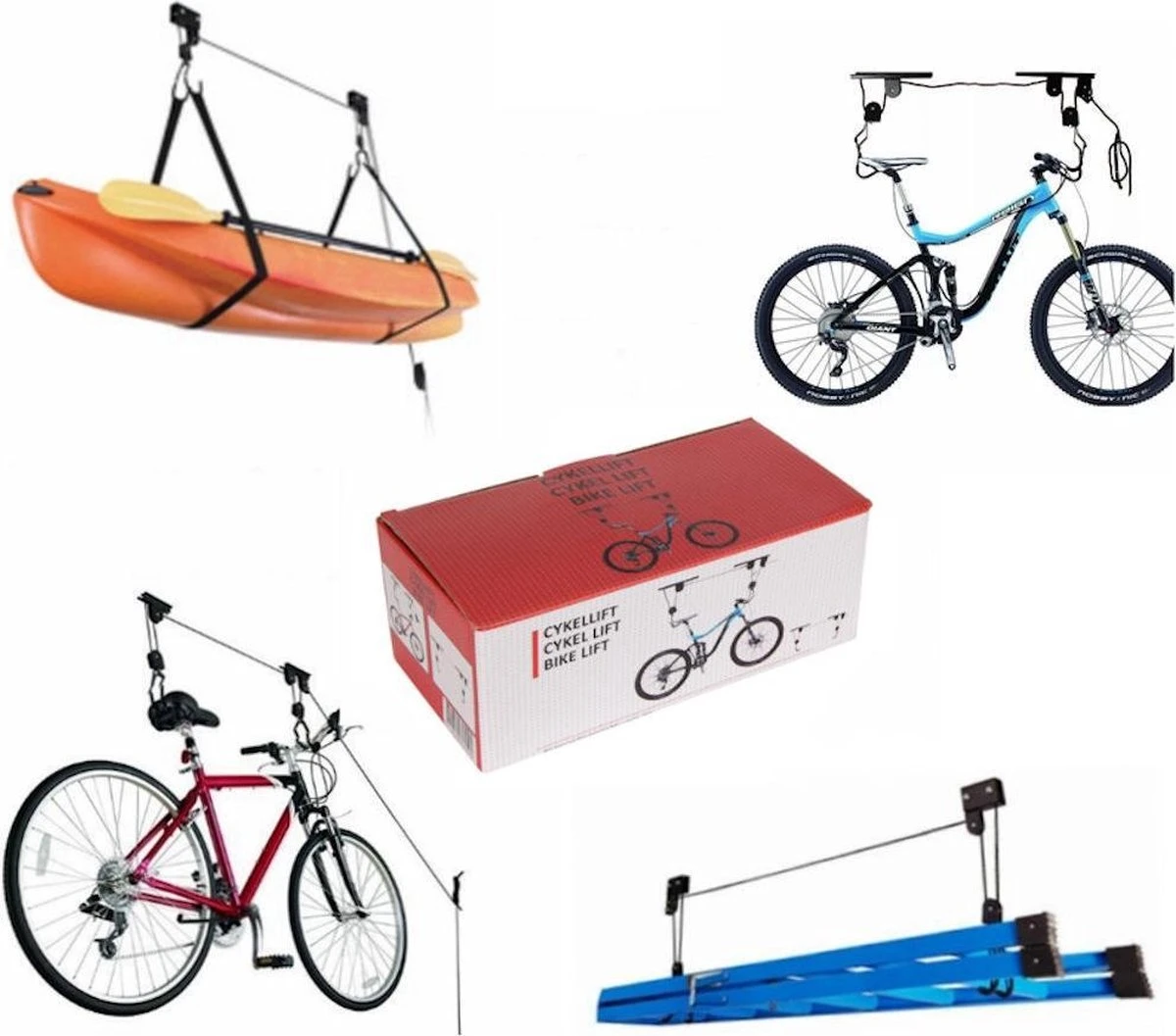 Merkloos Decopatent® Fietslift Ophangsysteem - Ophangen Fiets Aan Plafond - Fietstakel - Fietshaak - Dubbele Fietsophangsysteem Met Katrol 2 Merkloos Decopatent® Fietslift Ophangsysteem - Ophangen Fiets Aan Plafond - Fietstakel - Fietshaak - Dubbele Fietsophangsysteem Met Katrol - Afbeelding 2