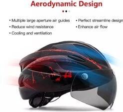 Zacro Fietshelm - Met Bril En Waarschuwingslampje - Nacht Veiligheidshelmen Fietshelm - Voor Volwassenen, MTB, Stadsfietsen - Wit En Zwart -Fietsenwinkel 1200x1092