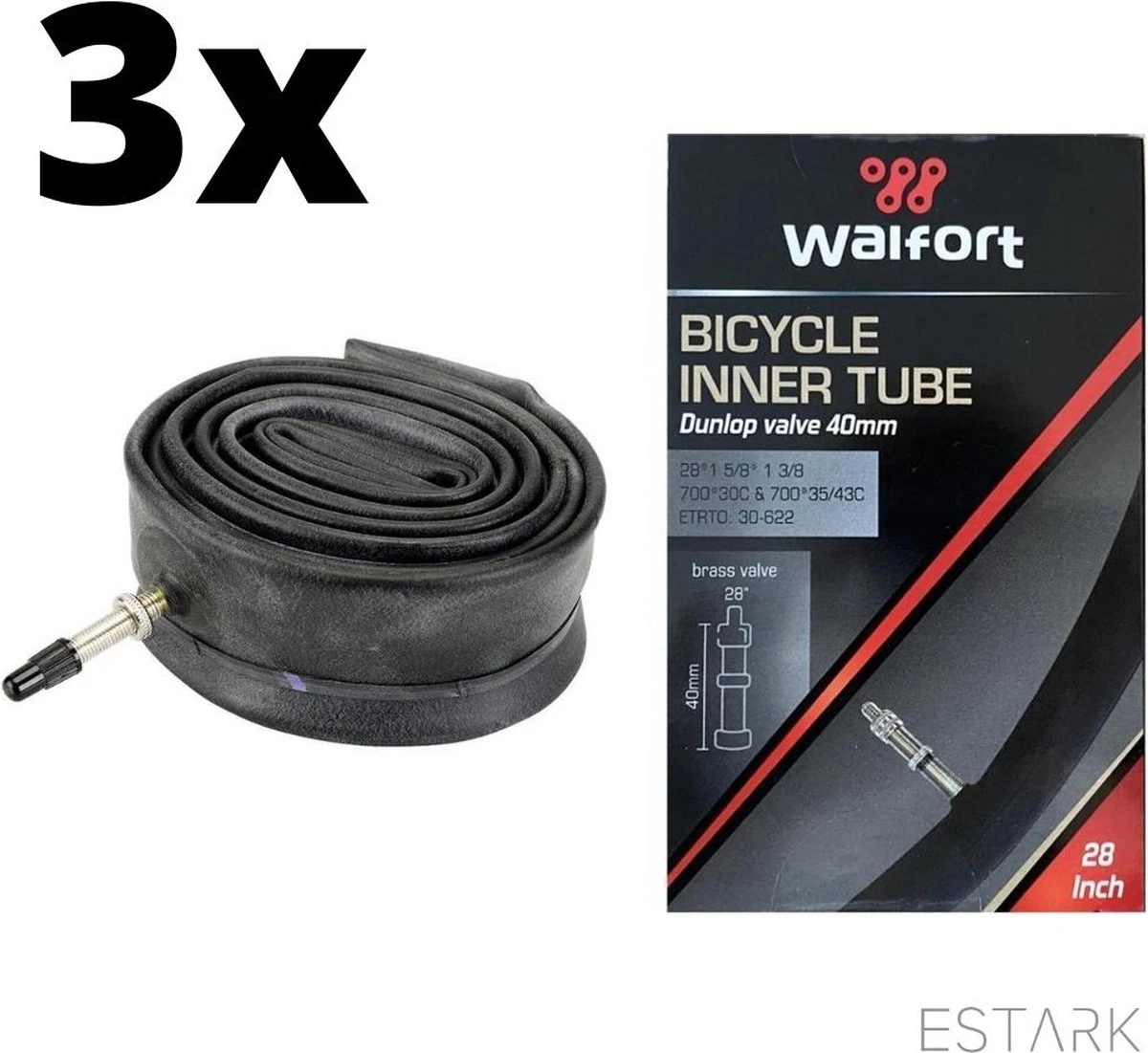 ESTARK® - 3 X Binnenband 28 Inch / 28" Voor De Fiets / Dunlop Ventiel / Racefiets / Mountainbike / 40 Mm / Band 40 / 30 - 622 Wiel / 28 * 1 5/8 * 1 3/8 / 28 " (A) 6 ESTARK® - 3 X Binnenband 28 Inch / 28" Voor De Fiets / Dunlop Ventiel / Racefiets / Mountainbike / 40 Mm / Band 40 / 30 - 622 Wiel / 28 * 1 5/8 * 1 3/8 / 28 " (A) - Afbeelding 6