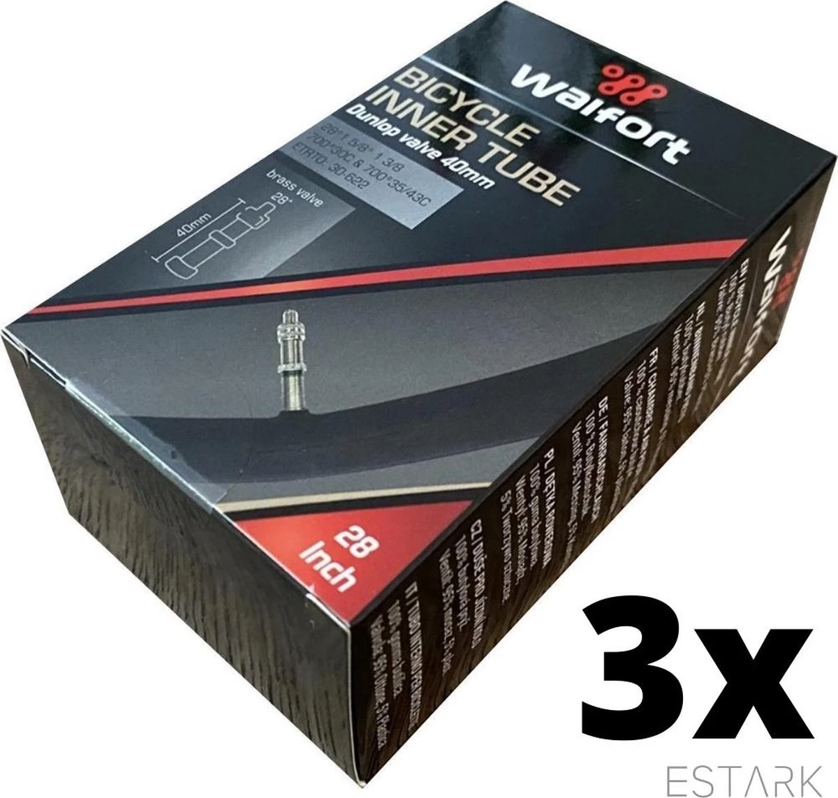 ESTARK® - 3 X Binnenband 28 Inch / 28" Voor De Fiets / Dunlop Ventiel / Racefiets / Mountainbike / 40 Mm / Band 40 / 30 - 622 Wiel / 28 * 1 5/8 * 1 3/8 / 28 " (A) 7 ESTARK® - 3 X Binnenband 28 Inch / 28" Voor De Fiets / Dunlop Ventiel / Racefiets / Mountainbike / 40 Mm / Band 40 / 30 - 622 Wiel / 28 * 1 5/8 * 1 3/8 / 28 " (A) - Afbeelding 7