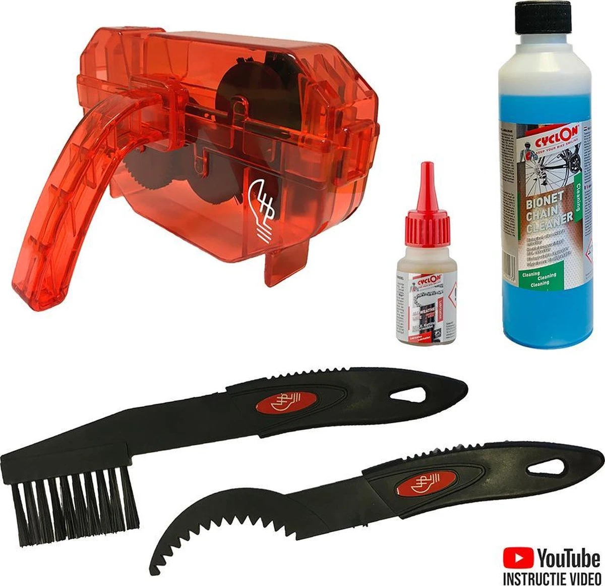 LHP Fietsketting Reiniger Apparaat 5-in-1 - Cyclon Ontvetter 250 Ml & All Weather Lube 25 Ml 1 LHP Fietsketting Reiniger Apparaat 5-in-1 - Cyclon Ontvetter 250 Ml & All Weather Lube 25 Ml