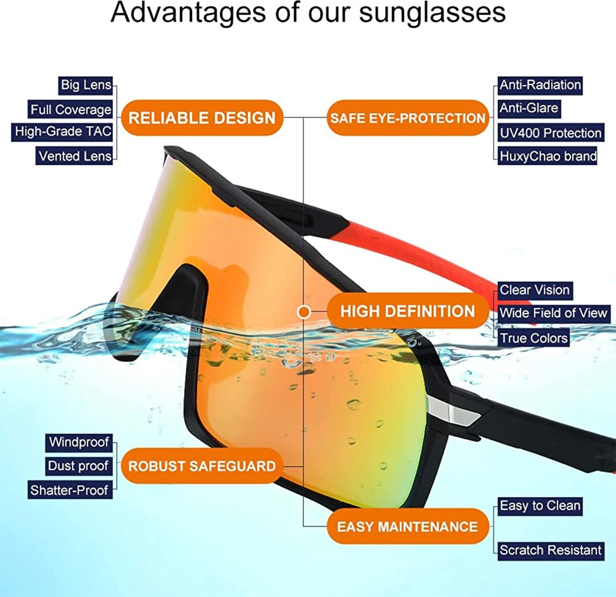 DOWO® - Fietsbrillen - Sportbrillen - Professionele Fietsbril - Lichtgewicht Racefiets 4 DOWO® - Fietsbrillen - Sportbrillen - Professionele Fietsbril - Lichtgewicht Racefiets - Afbeelding 4