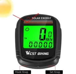 Draadloze Verlichte Fietscomputer - USB Oplaadbaar- Op Zonne- Energie - Kilometerteller - Klok - Calorie Teller - Snelheidsmeter - Auto Wake - IPX7 Waterdicht - 5 Talen - Met Verlichte LCD Display - Multifunctioneel - Inclusief Sensor - Zwart -Fietsenwinkel 1200x1171 6