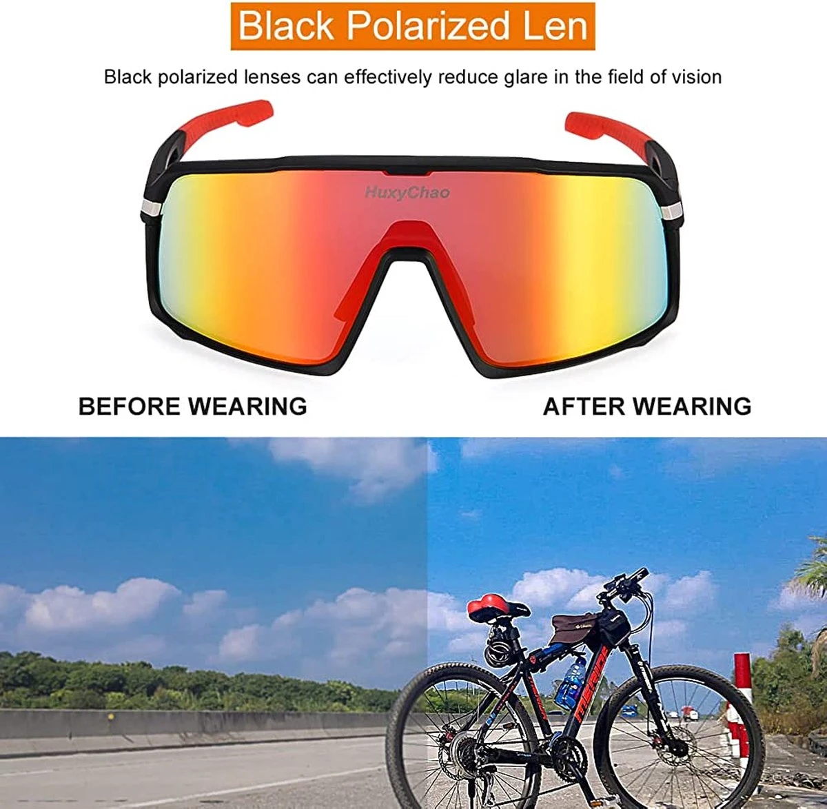 DOWO® - Fietsbrillen - Sportbrillen - Professionele Fietsbril - Lichtgewicht Racefiets 8 DOWO® - Fietsbrillen - Sportbrillen - Professionele Fietsbril - Lichtgewicht Racefiets - Afbeelding 8