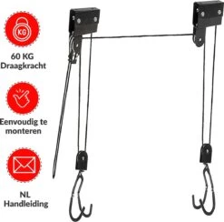 Century Goods Fietslift - Fietstakel - Fiets Ophangsysteem - Met Valbeveiliging | 60 Kg Draagkracht