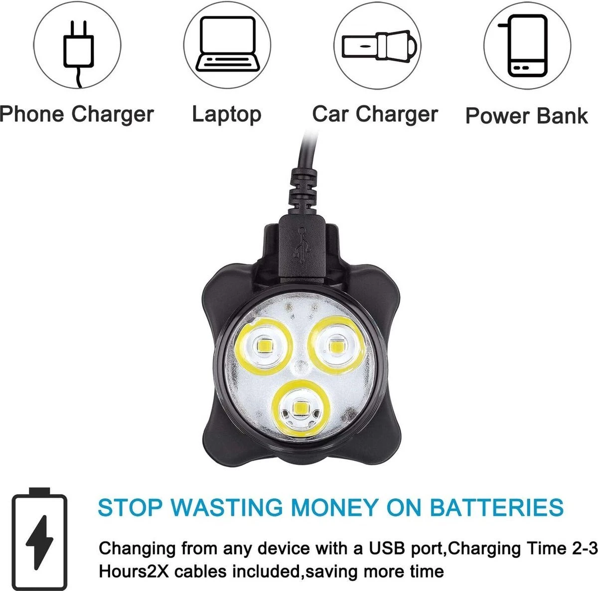 BOTC Fietsverlichting USB Oplaadbaar - Oplaadbare USB Led Fietslamp - Voorlicht & Achterlicht - Waterdicht 2 BOTC Fietsverlichting USB Oplaadbaar - Oplaadbare USB Led Fietslamp - Voorlicht & Achterlicht - Waterdicht - Afbeelding 2