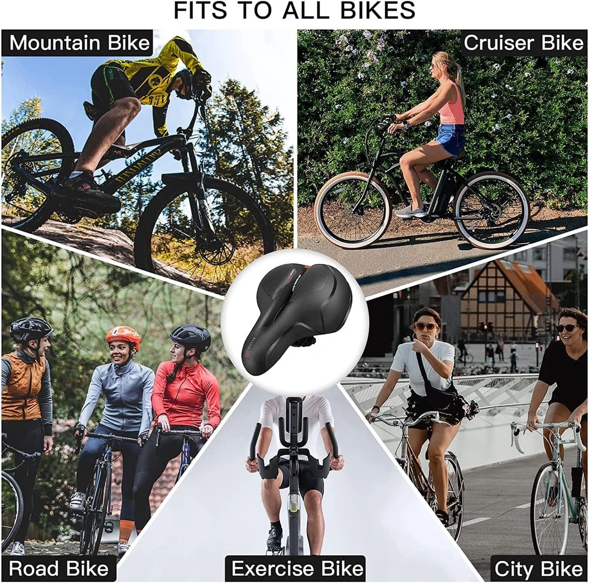 Fiets Zadels - Met Achterlichten- Langzame Rebound Traagschuim - Hol Ergonomisch Breed Tourzadel - MTB Zadel -mountainbikezadel - Fietszadel Dames - Fietszadel Heren - Unisex 2 Fiets Zadels - Met Achterlichten- Langzame Rebound Traagschuim - Hol Ergonomisch Breed Tourzadel - MTB Zadel -mountainbikezadel - Fietszadel Dames - Fietszadel Heren - Unisex - Afbeelding 2