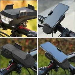4-in-1 Fietslamp Voorlicht Mét Telefoonhouder - USB Oplaadbaar - Met Powerbank én Toeter - Racefiets Verlichting - Fietslicht Voorlicht Usb Oplaadbaar - Fietsverlichting Set - Licht Voor Fiets - Bike Light -Fietsenwinkel 1200x1195 4