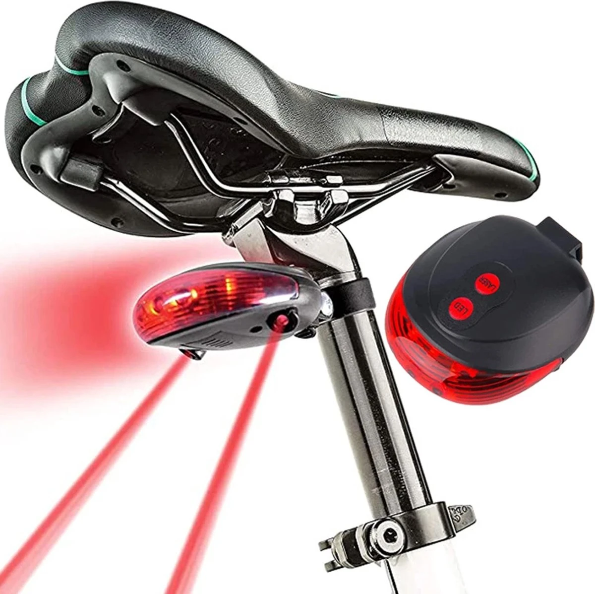 Fiets Achterlicht - LED Licht Met Laser - Fiets Lamp - Waterdicht - Racefiets Verlichting - Inclusief Batterijen - Rheme 12 Fiets Achterlicht - LED Licht Met Laser - Fiets Lamp - Waterdicht - Racefiets Verlichting - Inclusief Batterijen - Rheme - Afbeelding 12