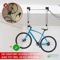Century Goods Fietslift - Fietstakel - Fiets Ophangsysteem - Met Valbeveiliging | 60 Kg Draagkracht -Fietsenwinkel 1200x1198 4