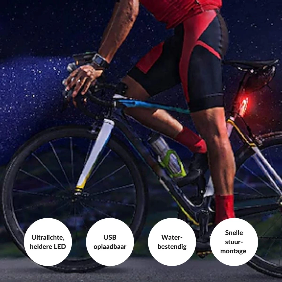 Lovnix - Oplaadbare Fietslamp LED Verlichting Set - USB Oplaadbaar - Fietslicht Met LED Lamp - Voor- En- Achter Licht - Regenbestendig - Geschikt Voor Mountainbike Fietsen Wandelen Speleologie 5 Lovnix - Oplaadbare Fietslamp LED Verlichting Set - USB Oplaadbaar - Fietslicht Met LED Lamp - Voor- En- Achter Licht - Regenbestendig - Geschikt Voor Mountainbike Fietsen Wandelen Speleologie - Afbeelding 5