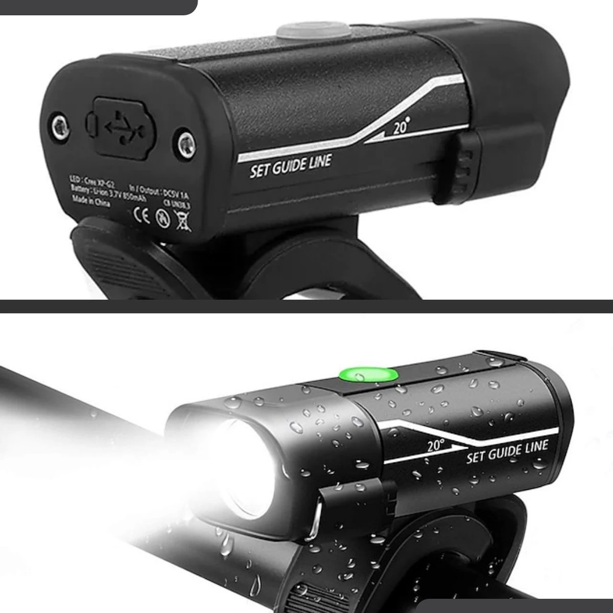 Lovnix - Oplaadbare Fietslamp LED Verlichting Set - USB Oplaadbaar - Fietslicht Met LED Lamp - Voor- En- Achter Licht - Regenbestendig - Geschikt Voor Mountainbike Fietsen Wandelen Speleologie 9 Lovnix - Oplaadbare Fietslamp LED Verlichting Set - USB Oplaadbaar - Fietslicht Met LED Lamp - Voor- En- Achter Licht - Regenbestendig - Geschikt Voor Mountainbike Fietsen Wandelen Speleologie - Afbeelding 9