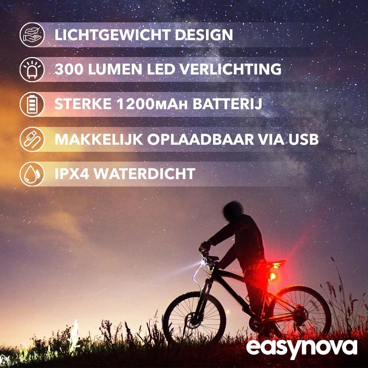 LED Fietsverlichting Set – Oplaadbaar Via USB - Voorlicht En Achterlicht - Waterbestendig - Complete Fietslamp Set 5 LED Fietsverlichting Set – Oplaadbaar Via USB - Voorlicht En Achterlicht - Waterbestendig - Complete Fietslamp Set - Afbeelding 5