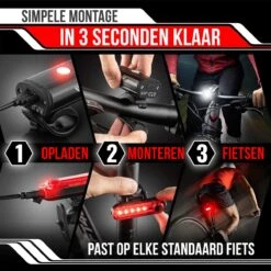 Strex LED Fietsverlichting Set - Voorlicht En Achterlicht - USB Oplaadbaar - Fietslamp - Fietslampjes - Zwart -Fietsenwinkel 1200x1200 307