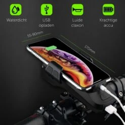 4-in-1 Fietslamp Voorlicht Mét Telefoonhouder - USB Oplaadbaar - Met Powerbank én Toeter - Racefiets Verlichting - Fietslicht Voorlicht Usb Oplaadbaar - Fietsverlichting Set - Licht Voor Fiets - Bike Light -Fietsenwinkel 1200x1200 474