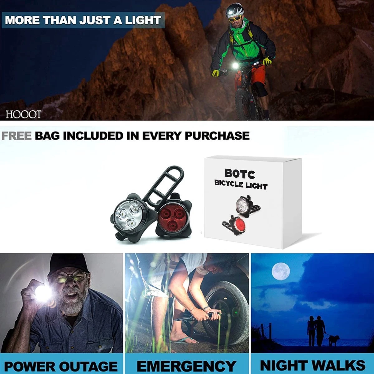 BOTC Fietsverlichting USB Oplaadbaar - Oplaadbare USB Led Fietslamp - Voorlicht & Achterlicht - Waterdicht 6 BOTC Fietsverlichting USB Oplaadbaar - Oplaadbare USB Led Fietslamp - Voorlicht & Achterlicht - Waterdicht - Afbeelding 6