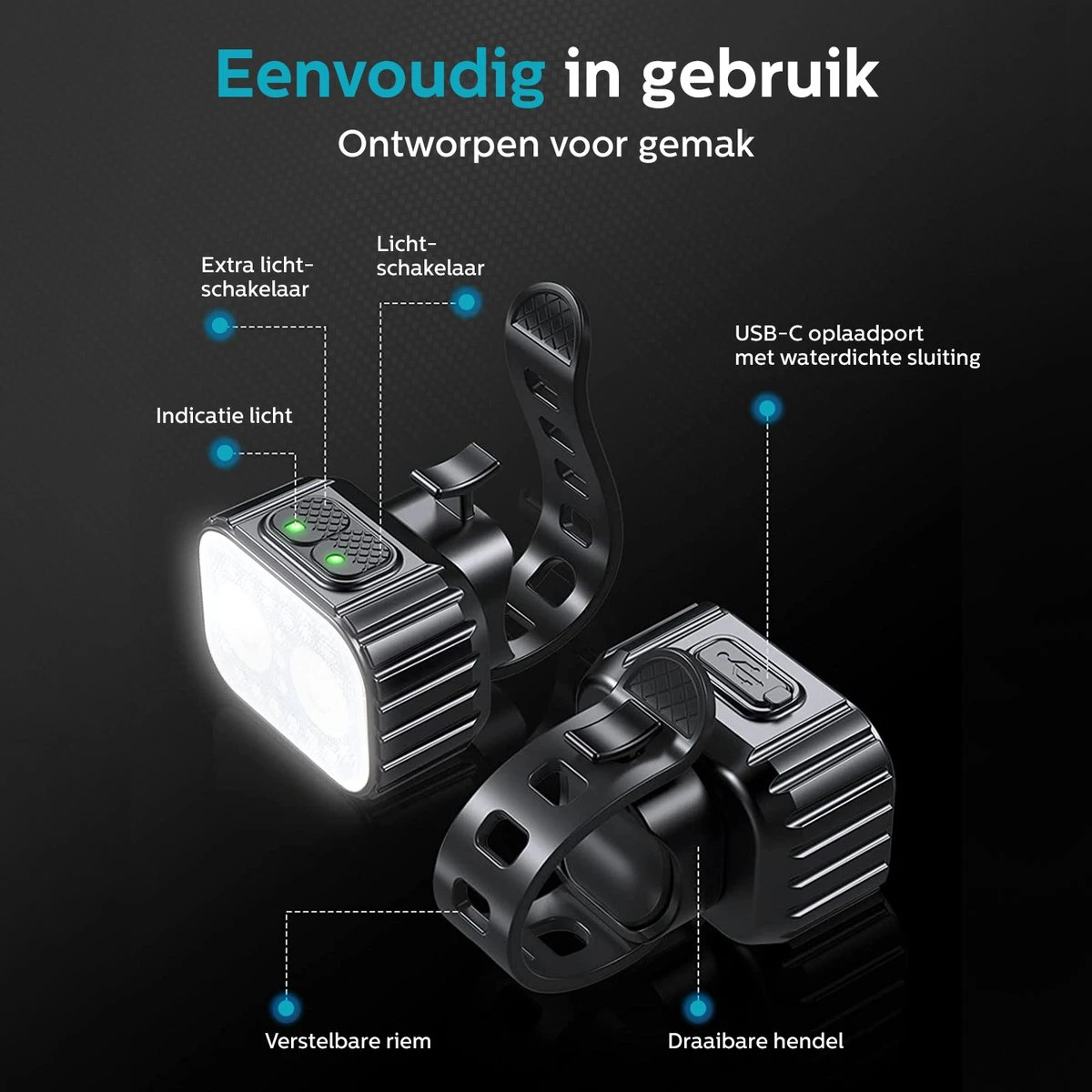 Inlustro Fietslamp Set - Voorlicht / Achterlicht - LED Fietslampjes Rood En Wit - Fietslicht Koplamp - Waterdicht - USB Oplaadbaar 8 Inlustro Fietslamp Set - Voorlicht / Achterlicht - LED Fietslampjes Rood En Wit - Fietslicht Koplamp - Waterdicht - USB Oplaadbaar - Afbeelding 8