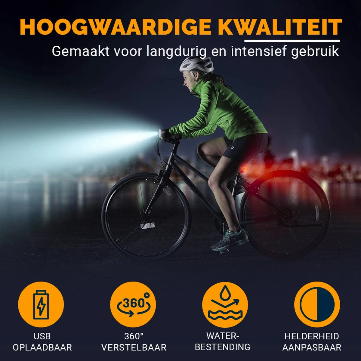 AXIMO Fietsverlichting 500 Lumen - Fietslamp USB Oplaadbaar LED - Voorlicht En Achterlicht - Fietslicht Set 2 AXIMO Fietsverlichting 500 Lumen - Fietslamp USB Oplaadbaar LED - Voorlicht En Achterlicht - Fietslicht Set - Afbeelding 2