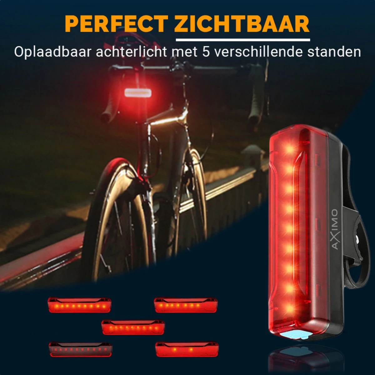 AXIMO Fietsverlichting 500 Lumen - Fietslamp USB Oplaadbaar LED - Voorlicht En Achterlicht - Fietslicht Set 7 AXIMO Fietsverlichting 500 Lumen - Fietslamp USB Oplaadbaar LED - Voorlicht En Achterlicht - Fietslicht Set - Afbeelding 7