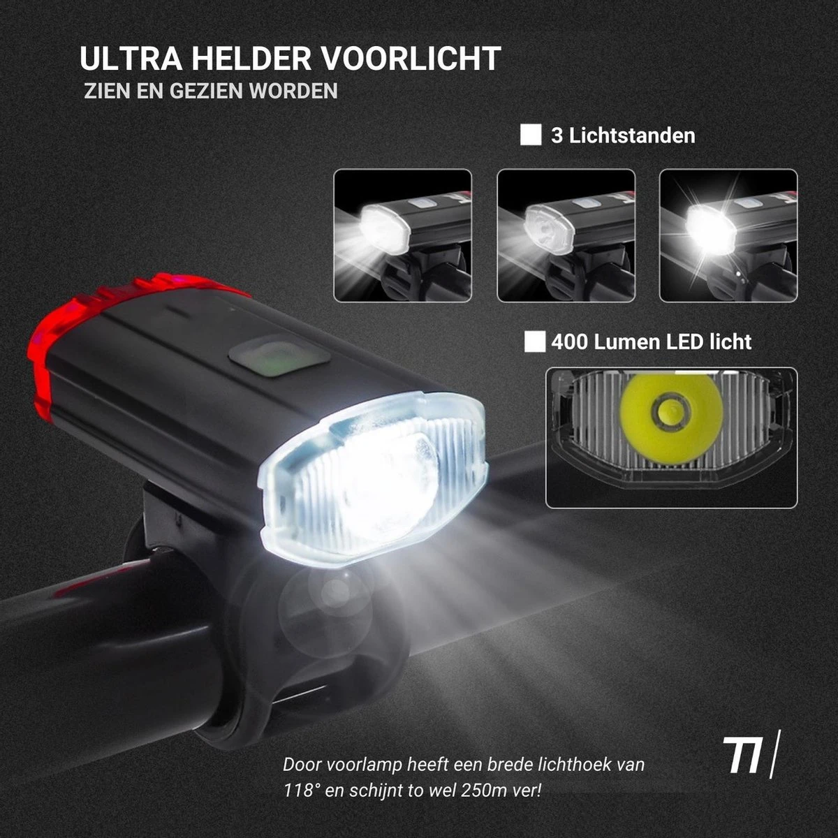 TIKKENS® LED Fietsverlichting Helmlamp - Helm - Voorlicht & Achterlicht - USB Oplaadbaar - Zwart - Voor En Achter - Waterdicht - Fietslampjes 9 TIKKENS® LED Fietsverlichting Helmlamp - Helm - Voorlicht & Achterlicht - USB Oplaadbaar - Zwart - Voor En Achter - Waterdicht - Fietslampjes - Afbeelding 9