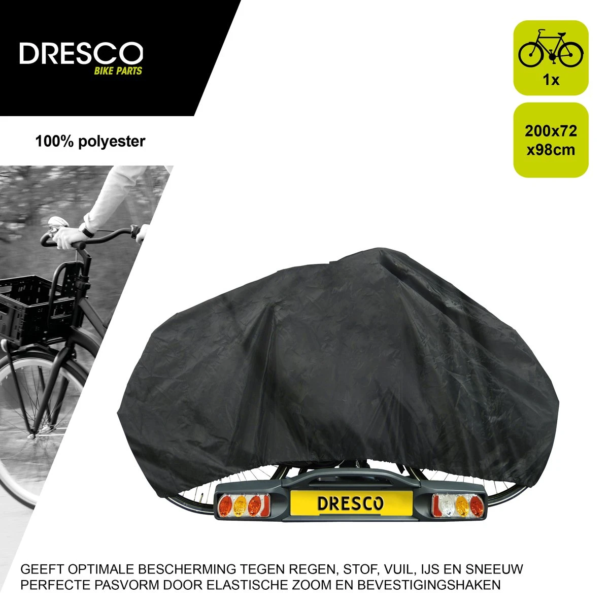 Dresco Fietshoes Voor 1 Fiets | Waterdicht | 200x72x98cm | Voor Fietsendrager En Stalling 8 Dresco Fietshoes Voor 1 Fiets | Waterdicht | 200x72x98cm | Voor Fietsendrager En Stalling - Afbeelding 8