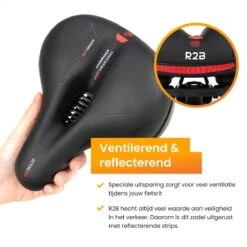 R2B® Fietszadel Voor Dames En Heren - Inclusief Waterdichte Zadelhoes - Zwart - Reflectie En Ventilatie - Gel Zadel / Gelzadel -Fietsenwinkel 1200x1200 819