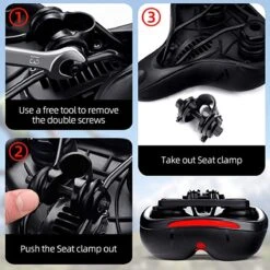 IBright Gel Fietszadel Met LED Oplaadbare Achterlicht - USB Oplaadbaar - Fietsverlichting Met 6 Functie's - Dames / Heren - Waterdicht - Gratis Zadelstrop - USB Oplaadkabel - Zwart -Fietsenwinkel 1200x1200 832