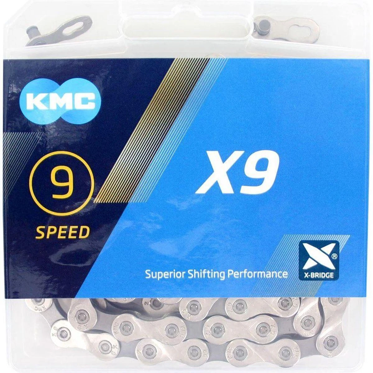 Ketting 9 Speed KMC X9 114 Schakels - Grijs 2 Ketting 9 Speed KMC X9 114 Schakels - Grijs - Afbeelding 2