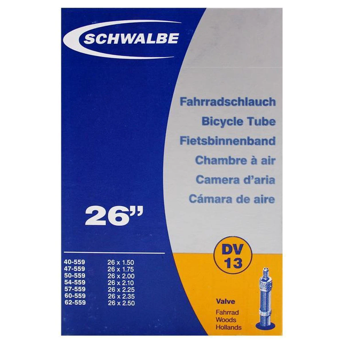 Schwalbe Binnenband - DV13 - 26 Inch X 1.50 - 2.40 - Hollands Ventiel - 40mm 9 Schwalbe Binnenband - DV13 - 26 Inch X 1.50 - 2.40 - Hollands Ventiel - 40mm - Afbeelding 9