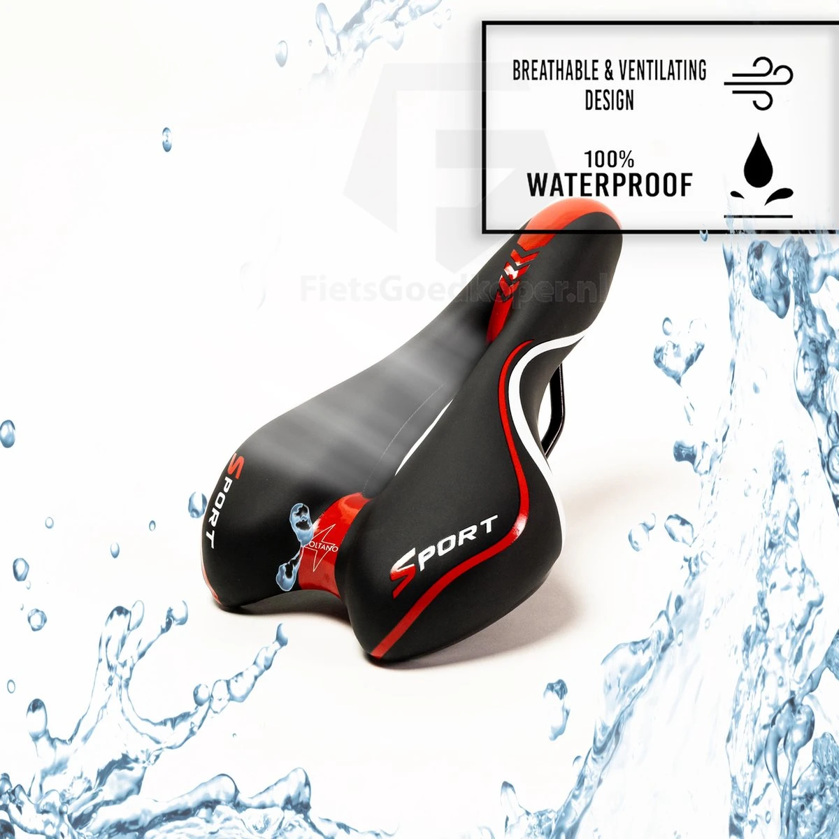 Voltano Sport Fietszadel – Gel Trekking Zadel – Met Uitsparing – Unisex - Zwart / Rood - Incl. Gratis Zadelstrop 7 Voltano Sport Fietszadel – Gel Trekking Zadel – Met Uitsparing – Unisex - Zwart / Rood - Incl. Gratis Zadelstrop - Afbeelding 7