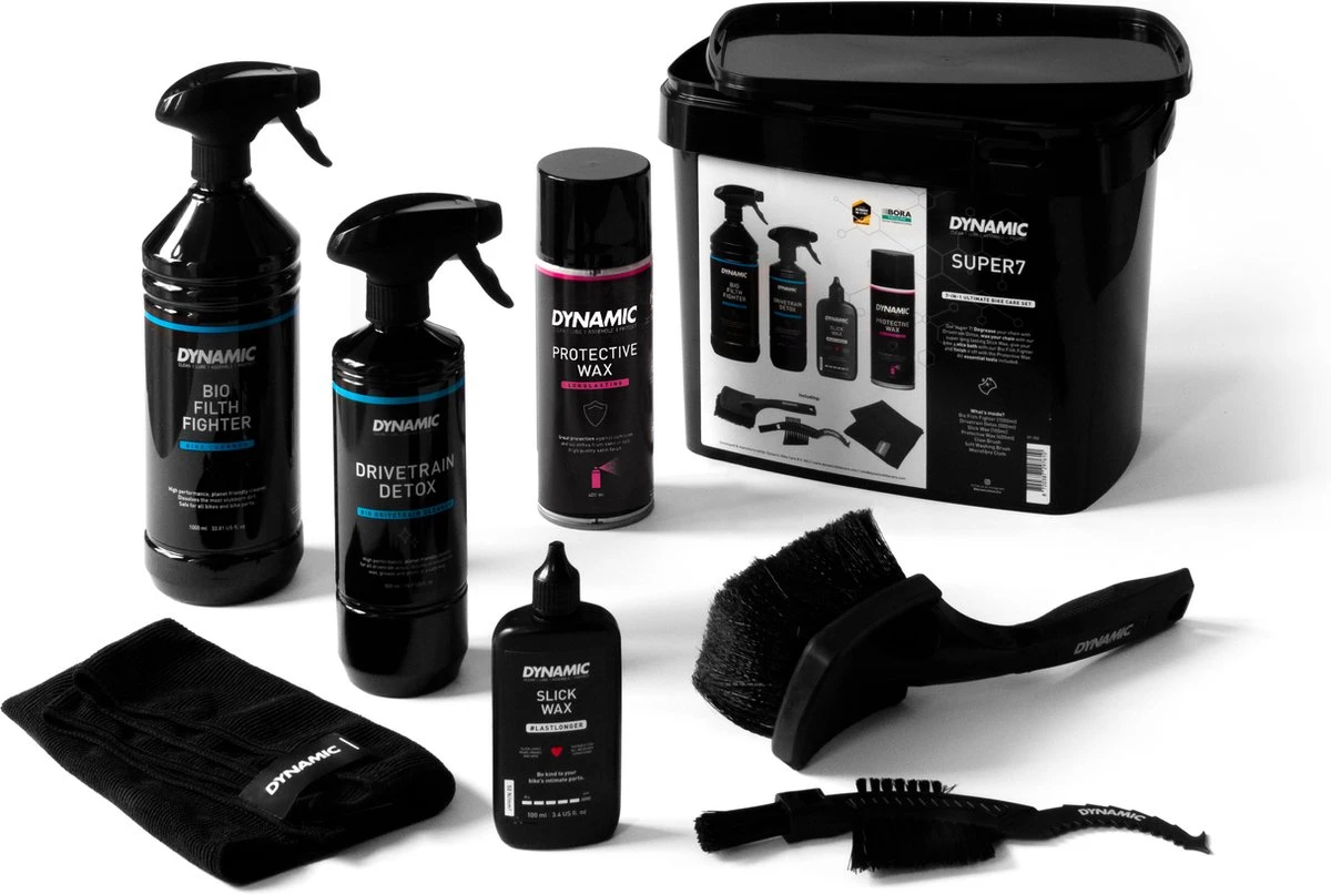 Dynamic Super 7 Fietsonderhoudsset | Bike Care Essentials 7-delig | Onderhoudsemmer Met Producten Voor Fietsverzorging | Planet-Friendly | Voor Racefiets, Mountainbike, Gravelbike, E-bike | Fiets Schoonmaken Als Een Pro 1 Dynamic Super 7 Fietsonderhoudsset | Bike Care Essentials 7-delig | Onderhoudsemmer Met Producten Voor Fietsverzorging | Planet-Friendly | Voor Racefiets, Mountainbike, Gravelbike, E-bike | Fiets Schoonmaken Als Een Pro