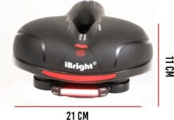 IBright Gel Fietszadel Met LED Oplaadbare Achterlicht - USB Oplaadbaar - Fietsverlichting Met 6 Functie's - Dames / Heren - Waterdicht - Gratis Zadelstrop - USB Oplaadkabel - Zwart -Fietsenwinkel 1200x831 1