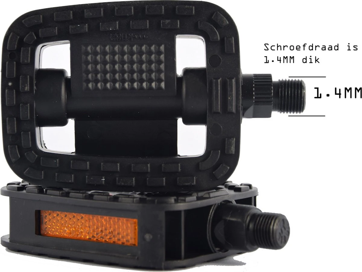 Fietspedalen - Anti Slip - Trappers Voor Fiets Met Reflector - 1.4 Mm Schroefdraad Zwart 2 Fietspedalen - Anti Slip - Trappers Voor Fiets Met Reflector - 1.4 Mm Schroefdraad Zwart - Afbeelding 2