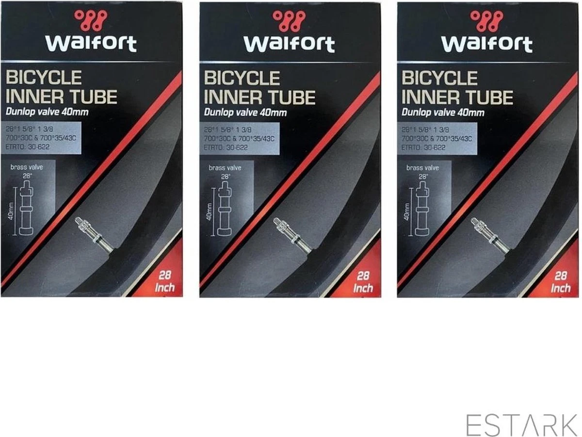 ESTARK® - 3 X Binnenband 28 Inch / 28" Voor De Fiets / Dunlop Ventiel / Racefiets / Mountainbike / 40 Mm / Band 40 / 30 - 622 Wiel / 28 * 1 5/8 * 1 3/8 / 28 " (A) 4 ESTARK® - 3 X Binnenband 28 Inch / 28" Voor De Fiets / Dunlop Ventiel / Racefiets / Mountainbike / 40 Mm / Band 40 / 30 - 622 Wiel / 28 * 1 5/8 * 1 3/8 / 28 " (A) - Afbeelding 4