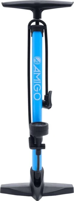 AMIGO M2 Fietspomp Met Drukmeter - Vloerpomp Voor Hollands Ventiel/ Frans Ventiel/ Autoventiel - Blauw