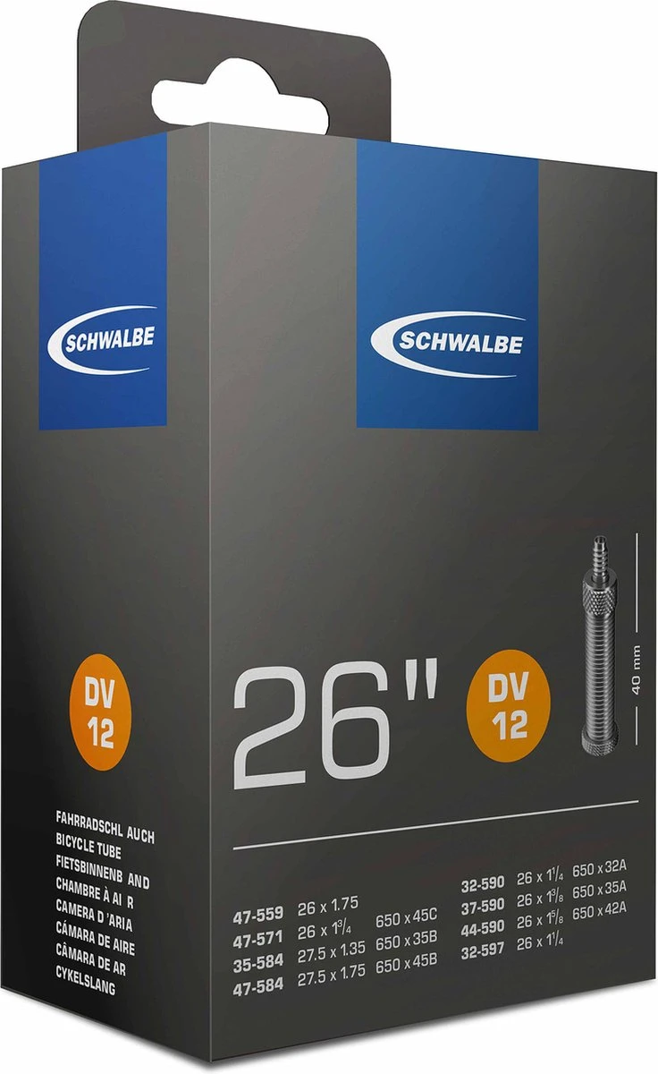Schwalbe Binnenband - DV12 - 26 Inch X 1 1/4 - 27.5 Inch X 1.75 - Hollands Ventiel - 40mm 4 Schwalbe Binnenband - DV12 - 26 Inch X 1 1/4 - 27.5 Inch X 1.75 - Hollands Ventiel - 40mm - Afbeelding 4